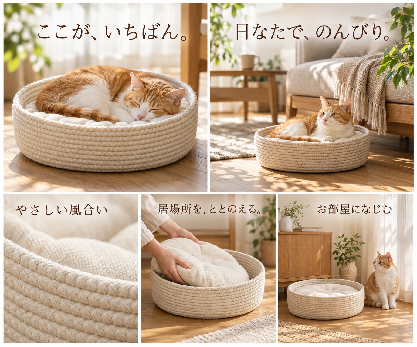 猫用ベッドの5枚構成デザイン提案例