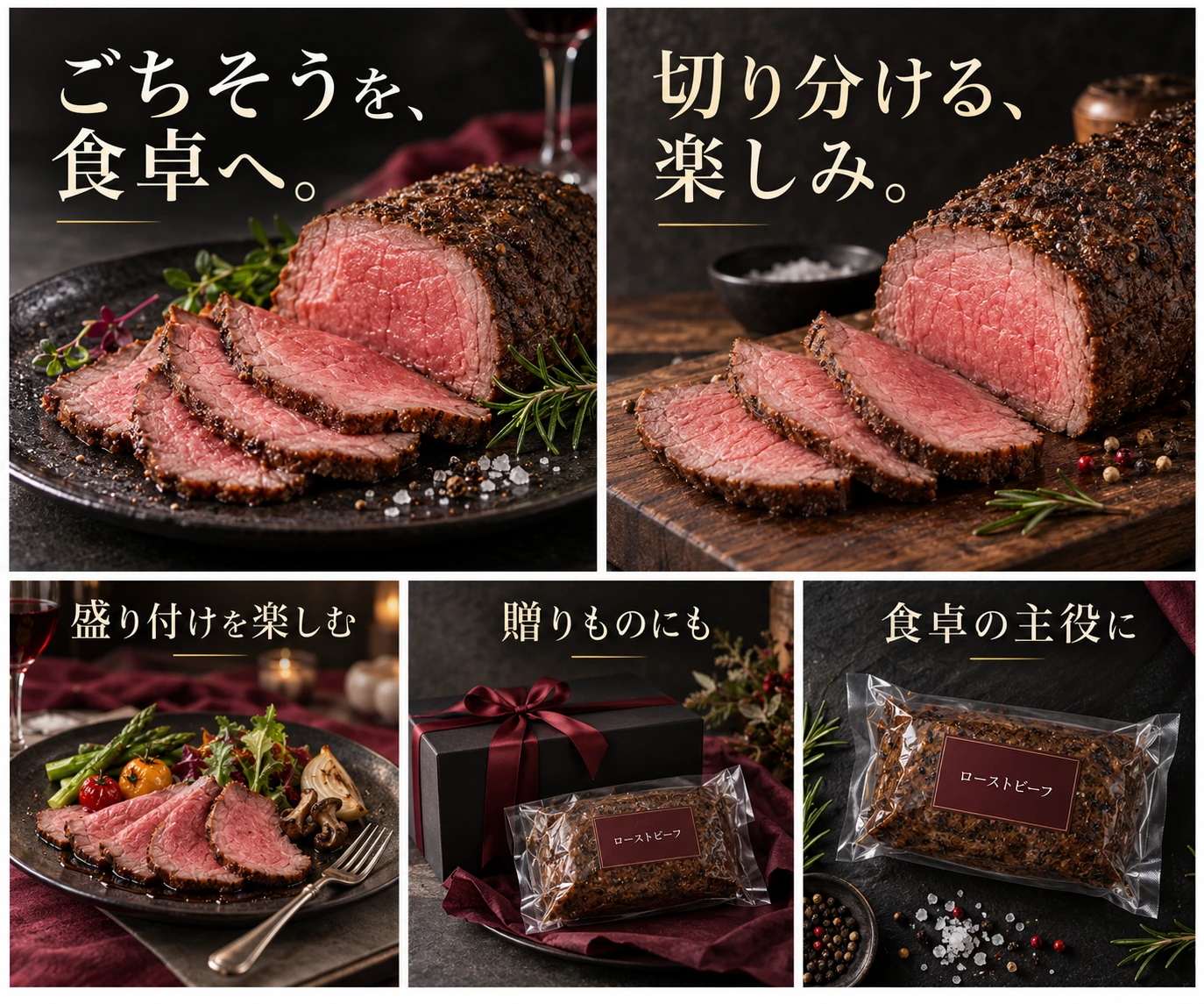 ローストビーフの5枚構成デザイン提案例