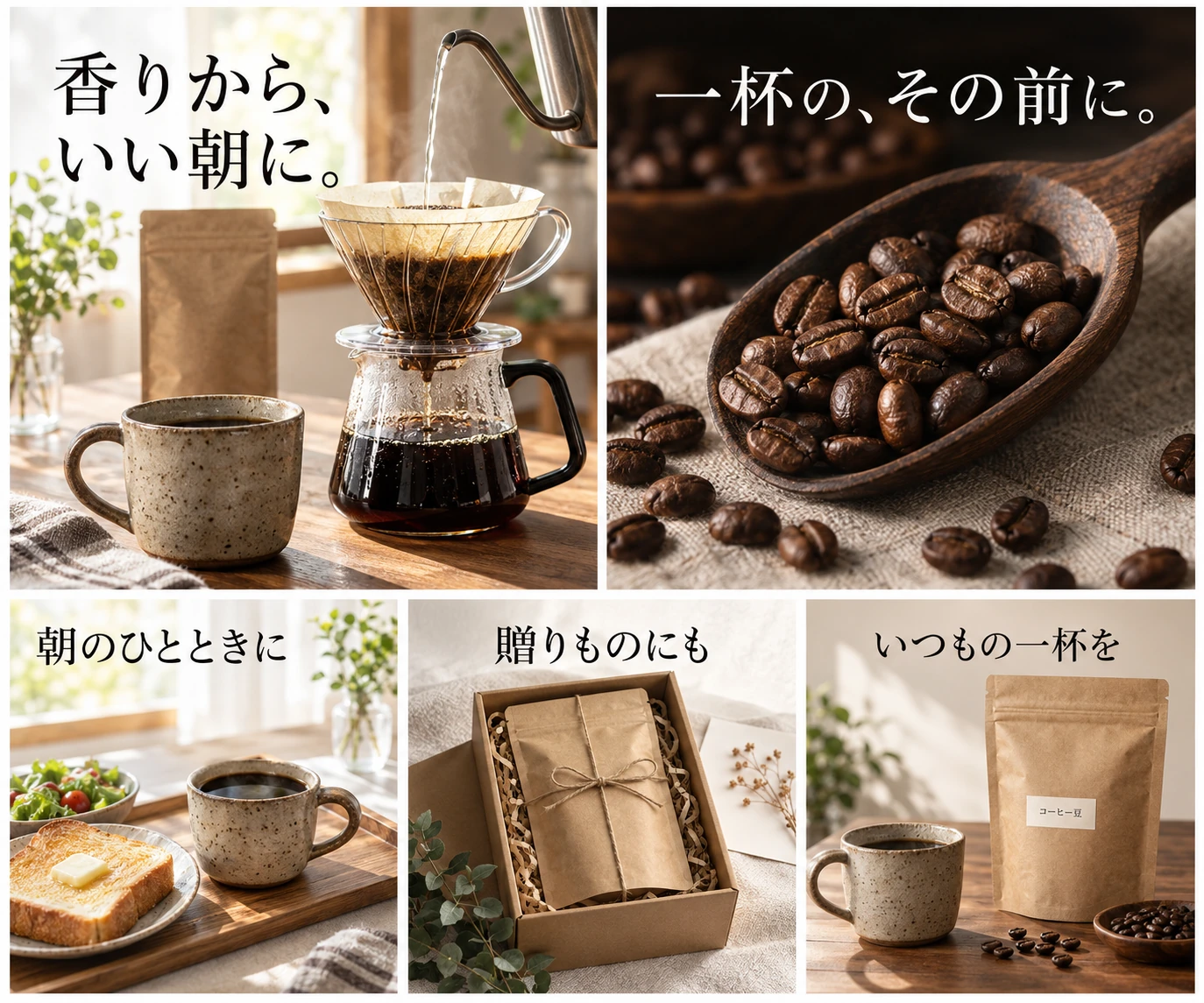 コーヒーの5枚構成デザイン提案例